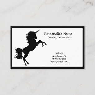 Unicorn Silhouette Black & White Simple Elegance Business Card