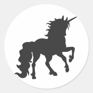 Unicorn  silhouette - Choose background colour Classic Round Sticker