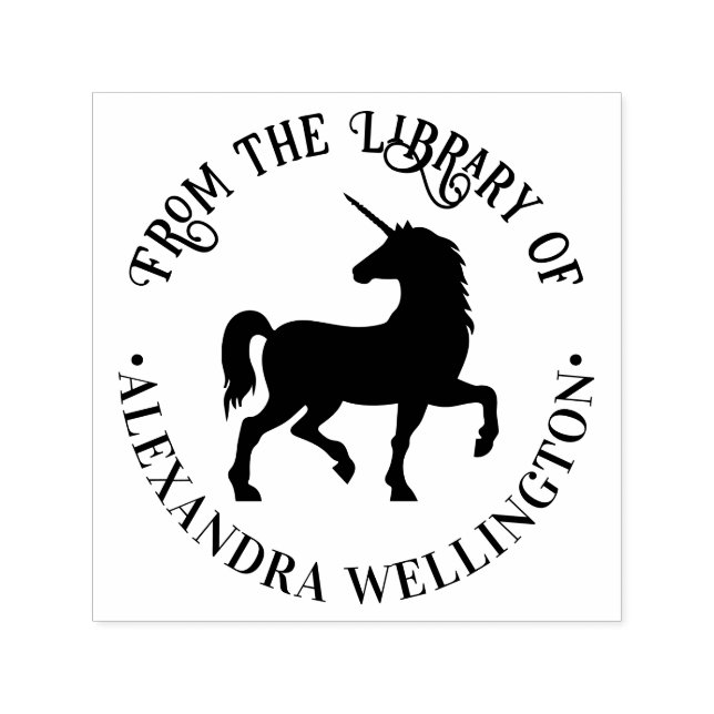 Unicorn Silhouette “From the Library of” Book Self-inking Stamp (Design)