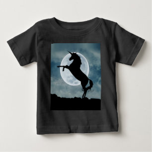 Unicorn Silhouette Full Moon Night Sky, ZKOA Baby T-Shirt