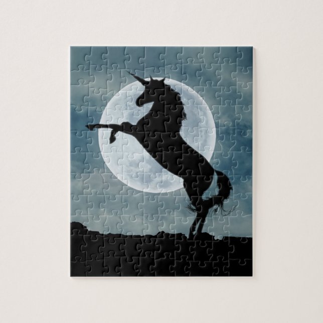 Unicorn Silhouette Full Moon Night Sky, ZKOA Jigsaw Puzzle (Vertical)