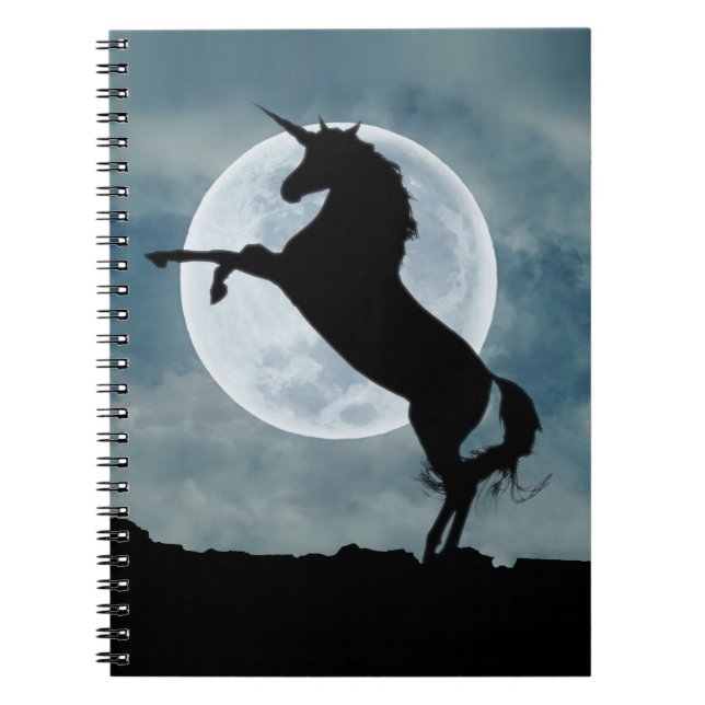Unicorn Silhouette Full Moon Night Sky, ZKOA Notebook (Front)