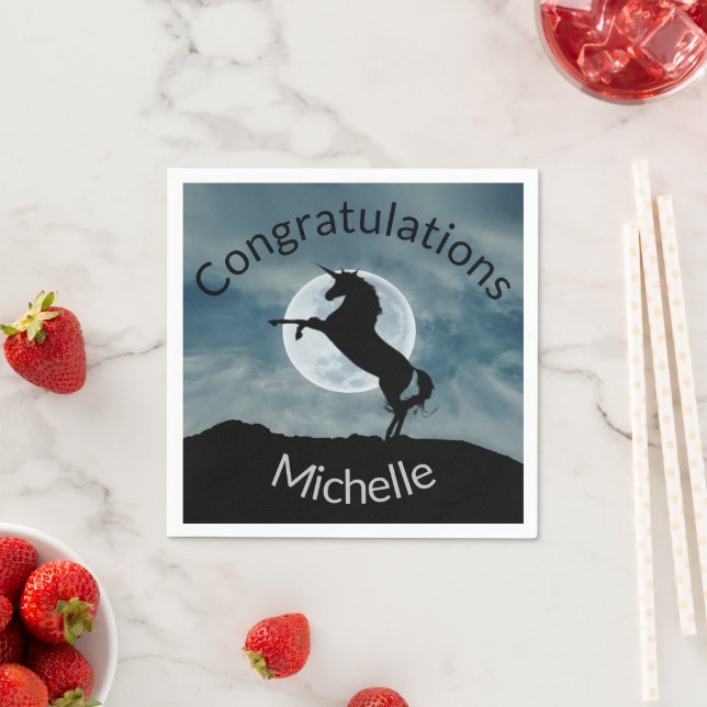 Unicorn Silhouette Moon General Congratulations Napkin (Insitu)