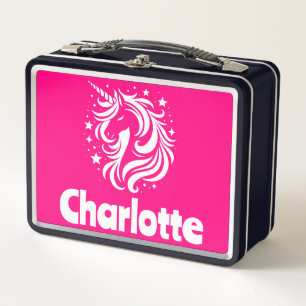 Unicorn Silhouette Pink  Metal Lunch Box