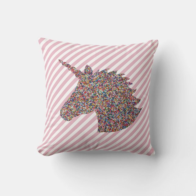 Unicorn Silhouette Rainbow Sprinkles Cushion (Front)
