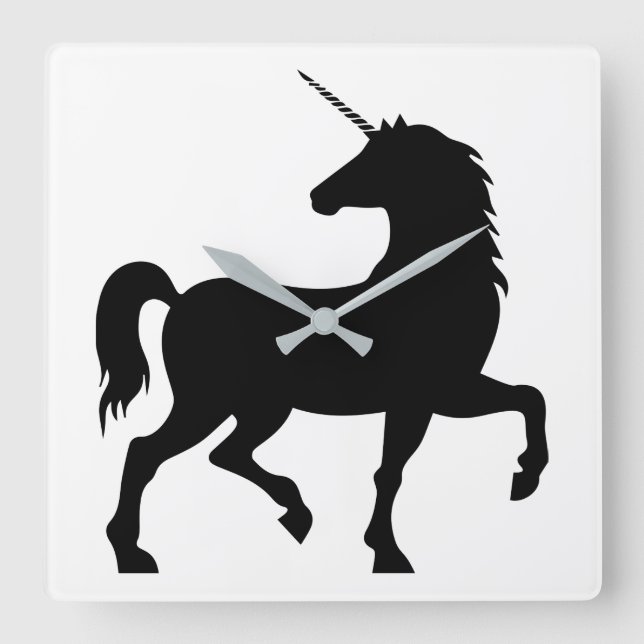 Unicorn Silhouette Square Wall Clock (Front)