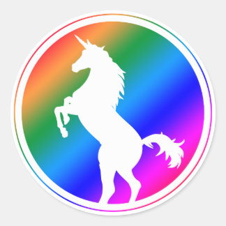 Unicorn Silhouette White Classic Round Sticker