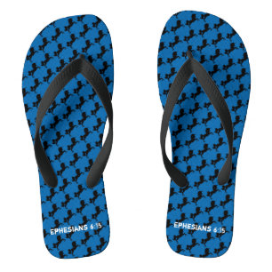 UNICORN Silhouette with Christian Scripture BLUE Flip Flops