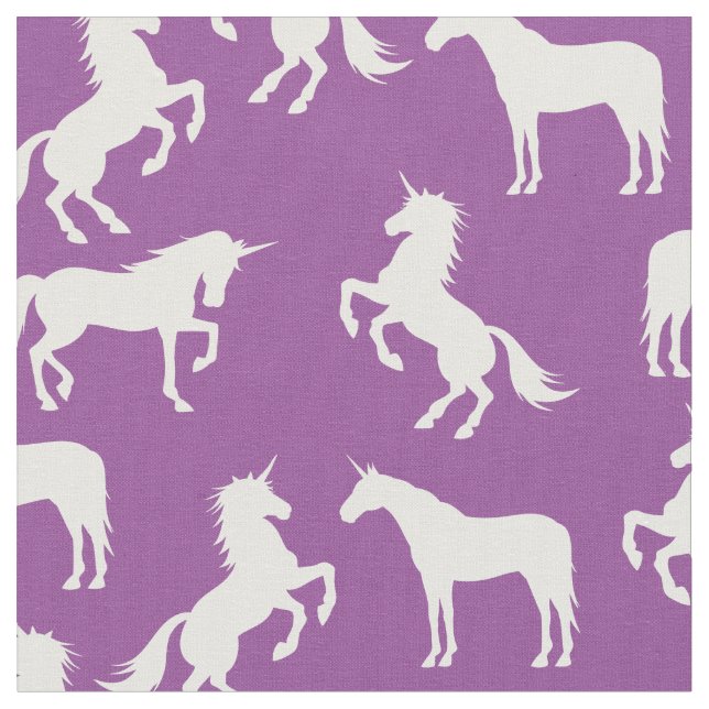 Unicorn Silhouettes Purple Fabric (Close Up)
