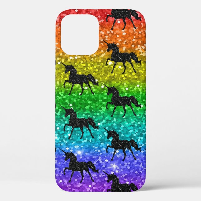 Unicorn Silhoutte Rainbow Glitter LGBTQ Pride Case-Mate iPhone Case (Back)