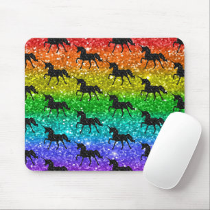 Unicorn Silhoutte Rainbow Glitter LGBTQ Pride Mouse Mat