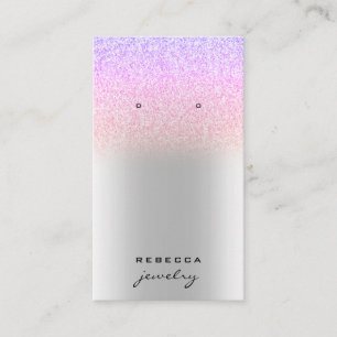 Unicorn Silver glitter earring display card