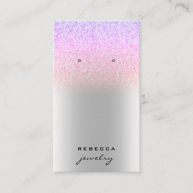 Unicorn Silver glitter earring display card (Front)