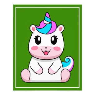 Unicorn Sitting Cartoon Photo Print