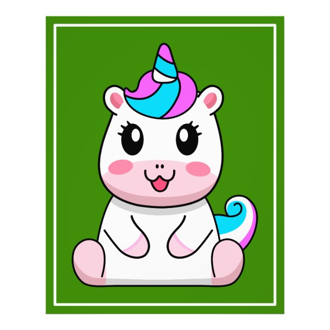 Unicorn Sitting Cartoon  Photo Print (Front)