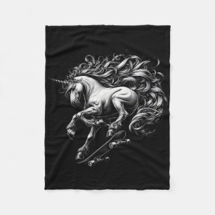 Unicorn Skateboard Mythical Creature Savage Meme F Fleece Blanket