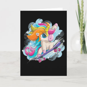 Unicorn Skateboarding Shirt Girls Women Skateboard Card
