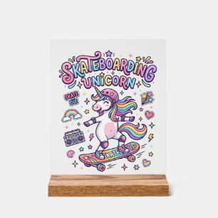 Unicorn Skateboarding Unicorn Bold Typography Shir Acrylic Sign