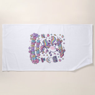 Unicorn Skateboarding Unicorn Bold Typography Shir Beach Towel