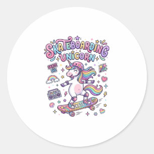 Unicorn Skateboarding Unicorn Bold Typography Shir Classic Round Sticker