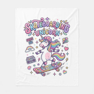 Unicorn Skateboarding Unicorn Bold Typography Shir Fleece Blanket