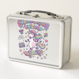 Unicorn Skateboarding Unicorn Bold Typography Shir Metal Lunch Box