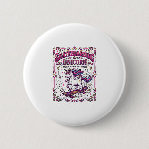Unicorn Skateboarding Unicorn Stylish White Backgr 6 Cm Round Badge