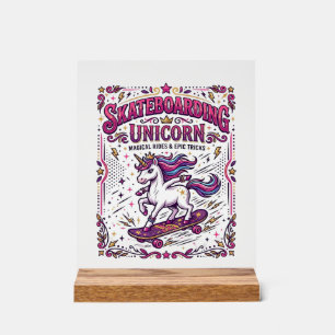 Unicorn Skateboarding Unicorn Stylish White Backgr Acrylic Sign
