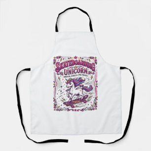 Unicorn Skateboarding Unicorn Stylish White Backgr Apron