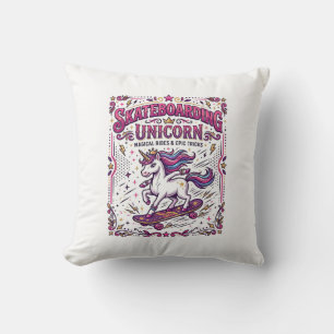 Unicorn Skateboarding Unicorn Stylish White Backgr Cushion