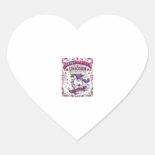 Unicorn Skateboarding Unicorn Stylish White Backgr Heart Sticker
