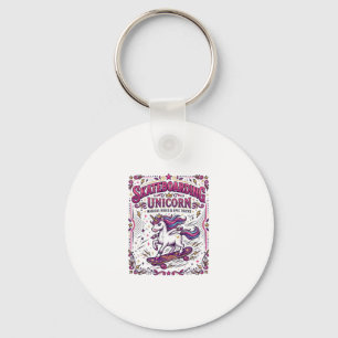 Unicorn Skateboarding Unicorn Stylish White Backgr Key Ring