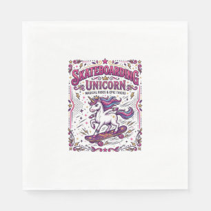 Unicorn Skateboarding Unicorn Stylish White Backgr Napkin