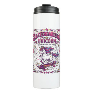 Unicorn Skateboarding Unicorn Stylish White Backgr Thermal Tumbler