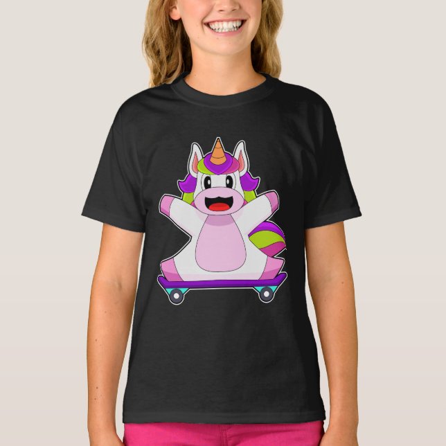 Unicorn Skater Skateboard T-Shirt (Front)
