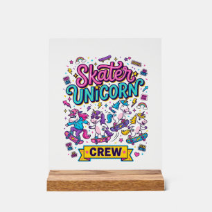 Unicorn Skater Unicorn Crew Retro Style Print on D Acrylic Sign