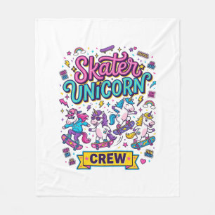 Unicorn Skater Unicorn Crew Retro Style Print on D Fleece Blanket