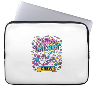 Unicorn Skater Unicorn Crew Retro Style Print on D Laptop Sleeve