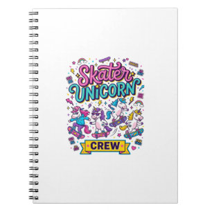 Unicorn Skater Unicorn Crew Retro Style Print on D Notebook