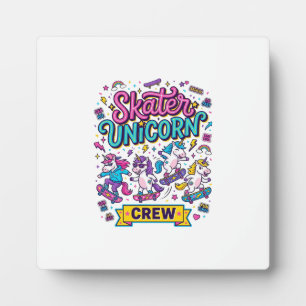 Unicorn Skater Unicorn Crew Retro Style Print on D Plaque