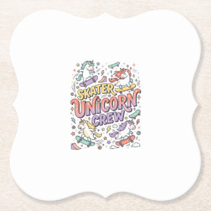 Unicorn Skater Unicorn Crew Whimsical Zazzle Desig Paper Coaster