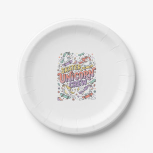 Unicorn Skater Unicorn Crew Whimsical Zazzle Desig Paper Plate