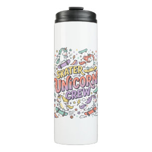 Unicorn Skater Unicorn Crew Whimsical Zazzle Desig Thermal Tumbler