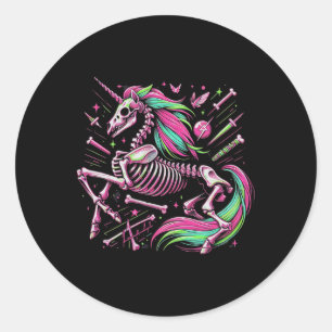 Unicorn Skeleton Fantasy Halloween Punk Rock Zombi Classic Round Sticker