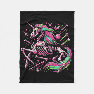 Unicorn Skeleton Fantasy Halloween Punk Rock Zombi Fleece Blanket