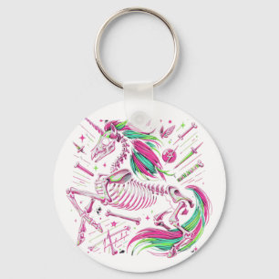 Unicorn Skeleton Fantasy Halloween Punk Rock Zombi Key Ring