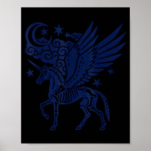 Unicorn skeleton halloween gothic spooky for men poster