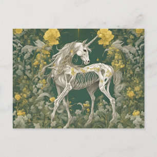 Unicorn Skeleton in the Yellow Flowers Postcard
