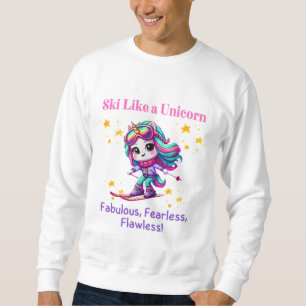 Unicorn skier winter sports magic mountains sweatshirt