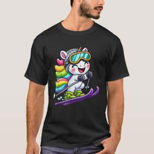 Unicorn Skiing Ski Fun For Kids And Adults Cute Un T-Shirt